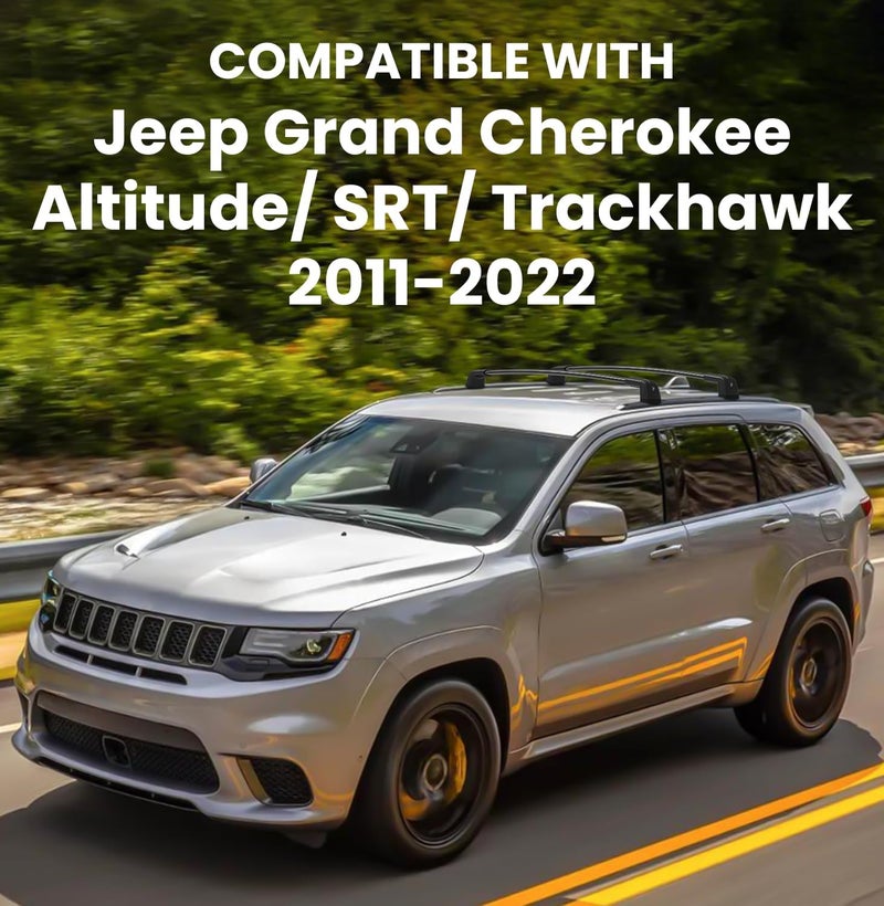 Soruci 300lbs Lockable Roof Rack Cross Bars Compatible with Jeep Grand Cherokee Altitude & SRT & Trackhawk 2011-2022 with Roof Black Moldings, Aluminum Roof Crossbar for Cargo Carrier Kayak Snowboard - Image 2
